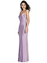 Side View Thumbnail - Pale Purple Open-Back Convertible Strap Maxi Bias Slip Dress