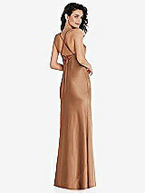 Rear View Thumbnail - Toffee Open-Back Convertible Strap Maxi Bias Slip Dress