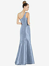 Rear View Thumbnail - Cloudy Draped One-Shoulder Satin Trumpet Gown with Front Slit