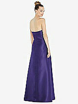 Rear View Thumbnail - Grape Basque-Neck Strapless Satin Gown with Mini Sash