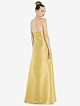 Rear View Thumbnail - Maize Basque-Neck Strapless Satin Gown with Mini Sash