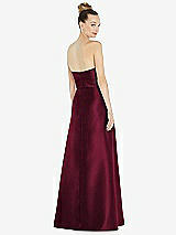 Rear View Thumbnail - Cabernet Basque-Neck Strapless Satin Gown with Mini Sash