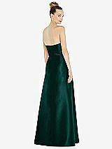 Rear View Thumbnail - Evergreen Basque-Neck Strapless Satin Gown with Mini Sash