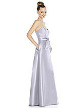 Side View Thumbnail - Silver Dove Basque-Neck Strapless Satin Gown with Mini Sash