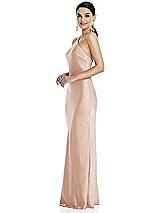 Side View Thumbnail - Cameo Diamond Halter Bias Maxi Slip Dress with Convertible Straps