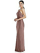 Side View Thumbnail - Sienna Diamond Halter Bias Maxi Slip Dress with Convertible Straps