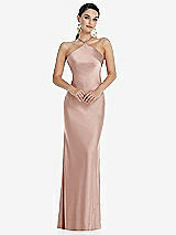 Front View Thumbnail - Toasted Sugar Diamond Halter Bias Maxi Slip Dress with Convertible Straps