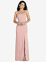 Front View Thumbnail - Rose - PANTONE Rose Quartz Strapless Scoop Back Maxi Dress with Front Slit