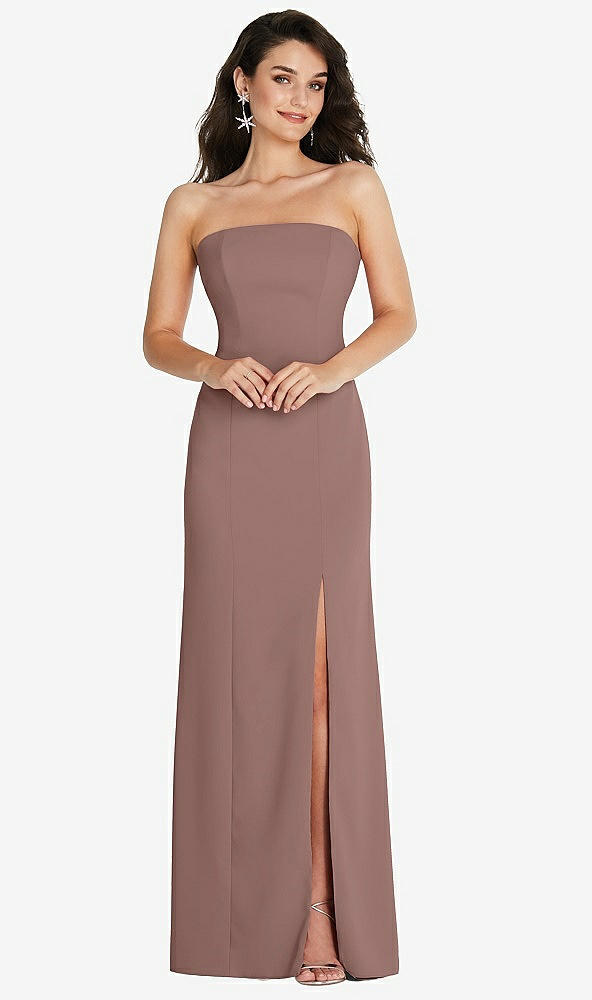 Front View - Sienna Strapless Scoop Back Maxi Dress with Front Slit