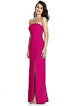 Side View Thumbnail - Think Pink Strapless Scoop Back Maxi Dress with Front Slit