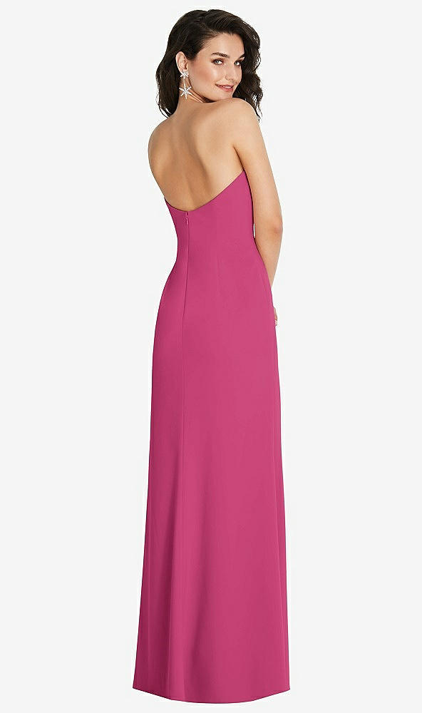 Back View - Tea Rose Strapless Scoop Back Maxi Dress with Front Slit