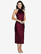 Front View Thumbnail - Cabernet Scarf Tie High-Neck Halter Midi Slip Dress