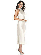 Side View Thumbnail - Ivory Scarf Tie High-Neck Halter Midi Slip Dress