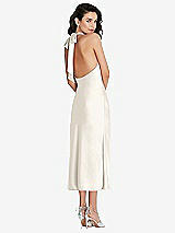 Rear View Thumbnail - Ivory Scarf Tie High-Neck Halter Midi Slip Dress