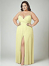 Alt View 2 Thumbnail - Butter Yellow Adjustable Strap Wrap Bodice Maxi Dress with Front Slit 