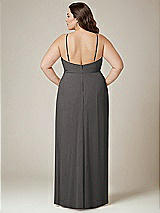 Alt View 3 Thumbnail - Caviar Gray Adjustable Strap Wrap Bodice Maxi Dress with Front Slit 