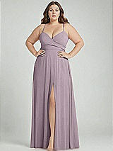 Alt View 1 Thumbnail - Lilac Dusk Adjustable Strap Wrap Bodice Maxi Dress with Front Slit 