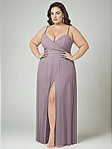 Alt View 2 Thumbnail - Lilac Dusk Adjustable Strap Wrap Bodice Maxi Dress with Front Slit 