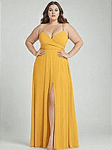 Alt View 1 Thumbnail - NYC Yellow Adjustable Strap Wrap Bodice Maxi Dress with Front Slit 