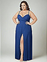 Alt View 2 Thumbnail - Classic Blue Adjustable Strap Wrap Bodice Maxi Dress with Front Slit 