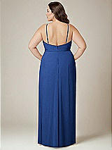 Alt View 3 Thumbnail - Classic Blue Adjustable Strap Wrap Bodice Maxi Dress with Front Slit 