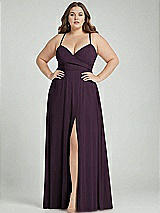 Alt View 1 Thumbnail - Aubergine Adjustable Strap Wrap Bodice Maxi Dress with Front Slit 