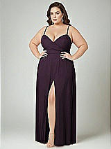 Alt View 2 Thumbnail - Aubergine Adjustable Strap Wrap Bodice Maxi Dress with Front Slit 