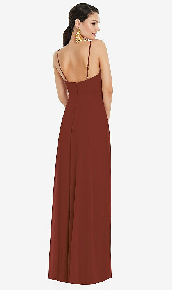 Back View - Auburn Moon Adjustable Strap Wrap Bodice Maxi Dress with Front Slit 