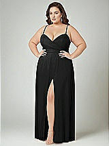 Alt View 2 Thumbnail - Black Adjustable Strap Wrap Bodice Maxi Dress with Front Slit 