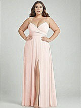 Alt View 1 Thumbnail - Blush Adjustable Strap Wrap Bodice Maxi Dress with Front Slit 