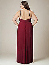 Alt View 3 Thumbnail - Burgundy Adjustable Strap Wrap Bodice Maxi Dress with Front Slit 