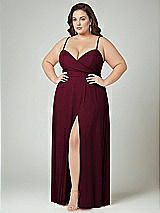 Alt View 2 Thumbnail - Cabernet Adjustable Strap Wrap Bodice Maxi Dress with Front Slit 