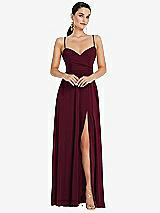 Front View Thumbnail - Cabernet Adjustable Strap Wrap Bodice Maxi Dress with Front Slit 