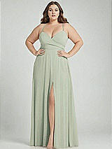 Alt View 1 Thumbnail - Celadon Adjustable Strap Wrap Bodice Maxi Dress with Front Slit 