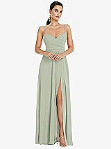 Front View Thumbnail - Celadon Adjustable Strap Wrap Bodice Maxi Dress with Front Slit 