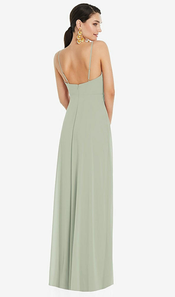 Back View - Celadon Adjustable Strap Wrap Bodice Maxi Dress with Front Slit 