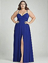 Alt View 1 Thumbnail - Cobalt Blue Adjustable Strap Wrap Bodice Maxi Dress with Front Slit 