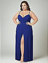 Alt View 2 Thumbnail - Cobalt Blue Adjustable Strap Wrap Bodice Maxi Dress with Front Slit 