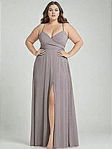 Alt View 1 Thumbnail - Cashmere Gray Adjustable Strap Wrap Bodice Maxi Dress with Front Slit 