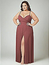 Alt View 2 Thumbnail - English Rose Adjustable Strap Wrap Bodice Maxi Dress with Front Slit 