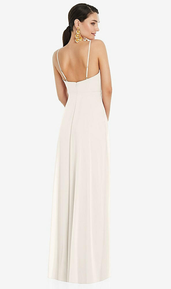 Back View - Ivory Adjustable Strap Wrap Bodice Maxi Dress with Front Slit 