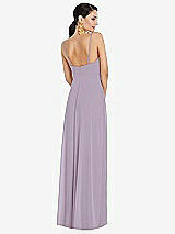 Rear View Thumbnail - Lilac Haze Adjustable Strap Wrap Bodice Maxi Dress with Front Slit 