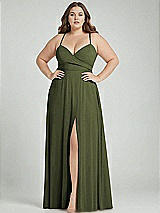 Alt View 1 Thumbnail - Olive Green Adjustable Strap Wrap Bodice Maxi Dress with Front Slit 