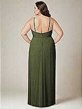 Alt View 3 Thumbnail - Olive Green Adjustable Strap Wrap Bodice Maxi Dress with Front Slit 