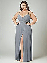 Alt View 2 Thumbnail - Platinum Adjustable Strap Wrap Bodice Maxi Dress with Front Slit 