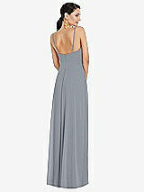 Rear View Thumbnail - Platinum Adjustable Strap Wrap Bodice Maxi Dress with Front Slit 