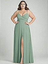 Alt View 1 Thumbnail - Seagrass Adjustable Strap Wrap Bodice Maxi Dress with Front Slit 