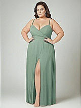 Alt View 2 Thumbnail - Seagrass Adjustable Strap Wrap Bodice Maxi Dress with Front Slit 