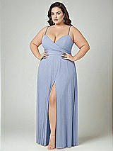 Alt View 2 Thumbnail - Sky Blue Adjustable Strap Wrap Bodice Maxi Dress with Front Slit 