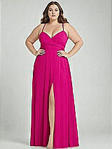 Alt View 1 Thumbnail - Think Pink Adjustable Strap Wrap Bodice Maxi Dress with Front Slit 